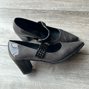 Gino Vaello  Patent Leather Sequins Strap Pumps Made in Spain